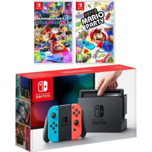 Nintendo Switch+ Mario Party+Mario Kart 8 videoconsola portátil 15,8 cm (6.2″) 32 GB Pantalla táctil Wifi Azul, Gris, Rojo