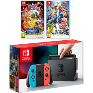 Nintendo Switch+Super Smash Bros Ultimate+Pokemon Tournament DX videoconsola portátil 15,8 cm (6.2″) 32 GB Pantalla táctil Wifi Azul, Gris, Rojo